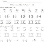 1 20 Number Tracing Learning Printable