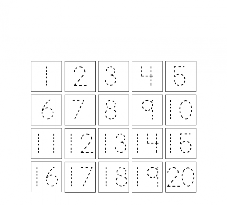 1 20 Number Tracing Learning Printable