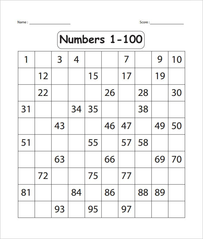 10 Sample Missing Numbers Worksheet Templates Free Premium Templates