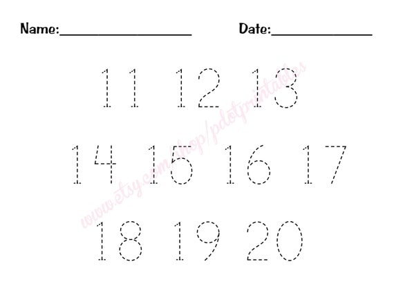 11 20 Number Trace Worksheet PDF Printable By Pdotprintables