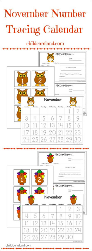 Childcareland Blog November Number Tracing Calendar And Numbers Kids 