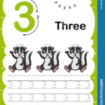 Colorful Number Three Daily Tracing Printable A4 Practice Worksheet