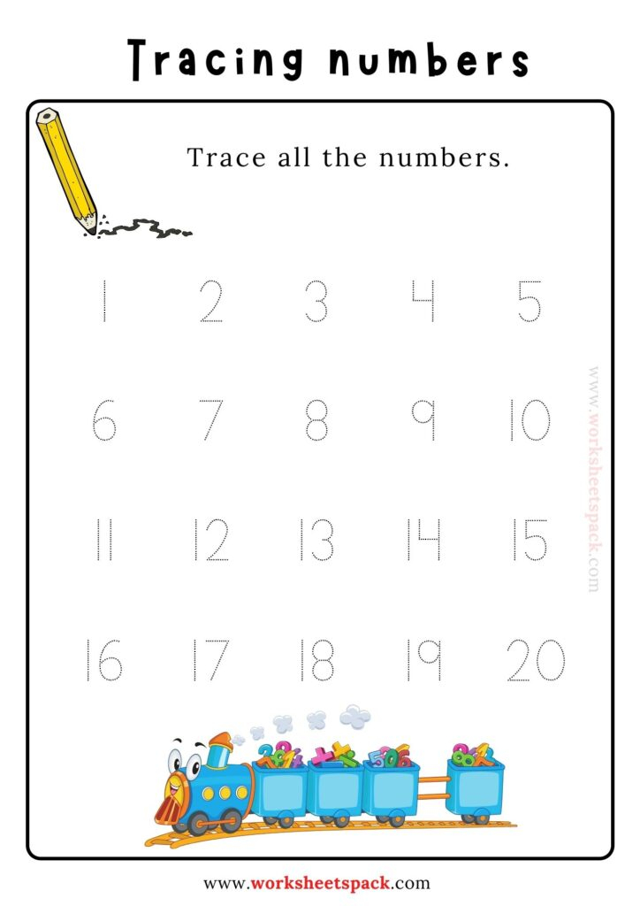 Dotted Numbers For Tracing Printable And Online Worksheets Pack