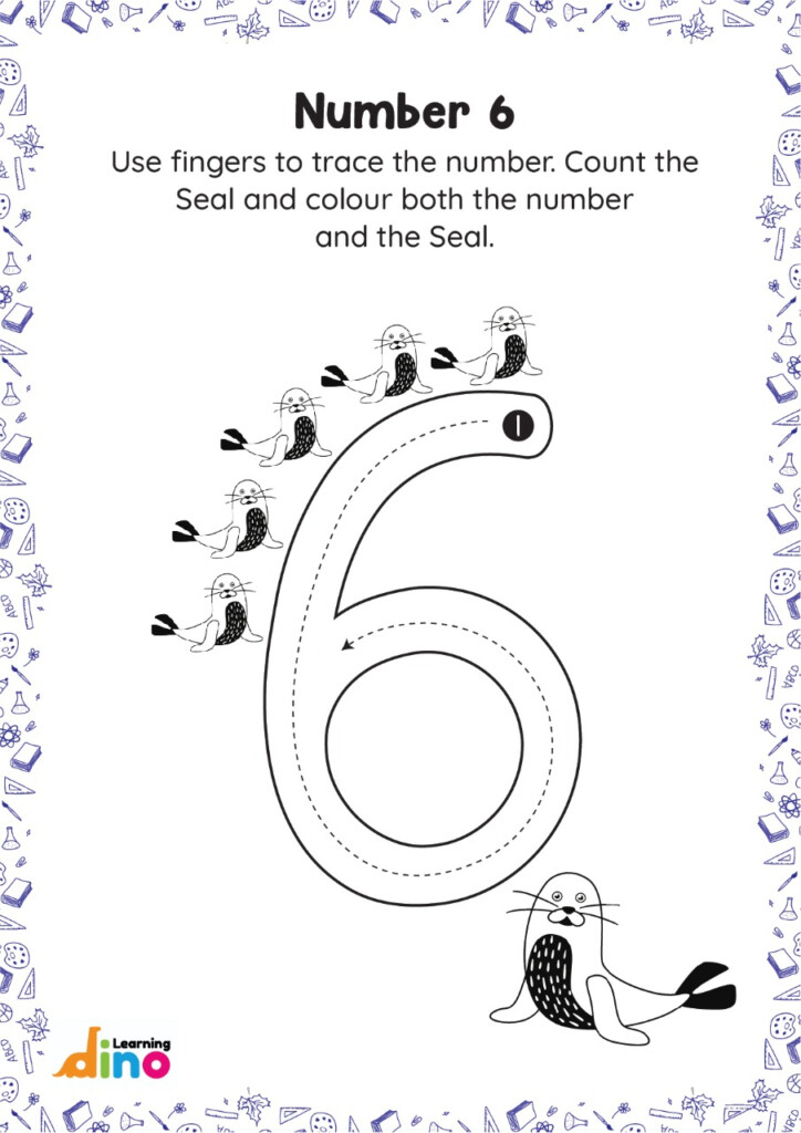 Finger Tracing Numbers 6 Learning Dino