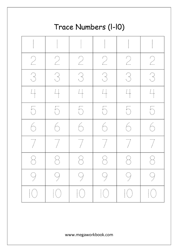 Free Math Worksheets Number Tracing And Writing 1 10 Number 