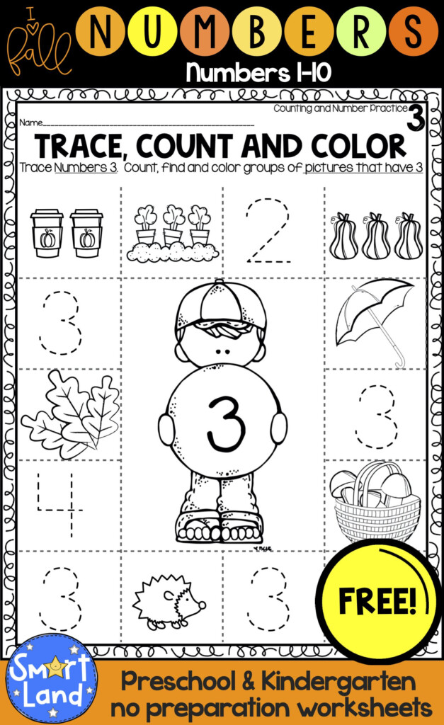 Free Number Practice Worksheet Set Numbers 1 10 Math Activities 