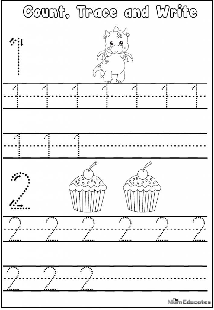 Free Numbers Tracing Worksheets 1 10 The Mum Educates