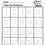 Free Printable Worksheets For Kids Tracing Numbers 1 20 Worksheets