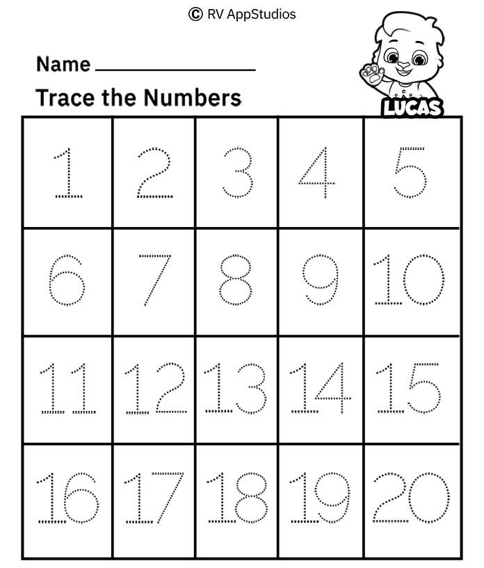 Free Printable Worksheets For Kids Tracing Numbers 1 20 Worksheets 