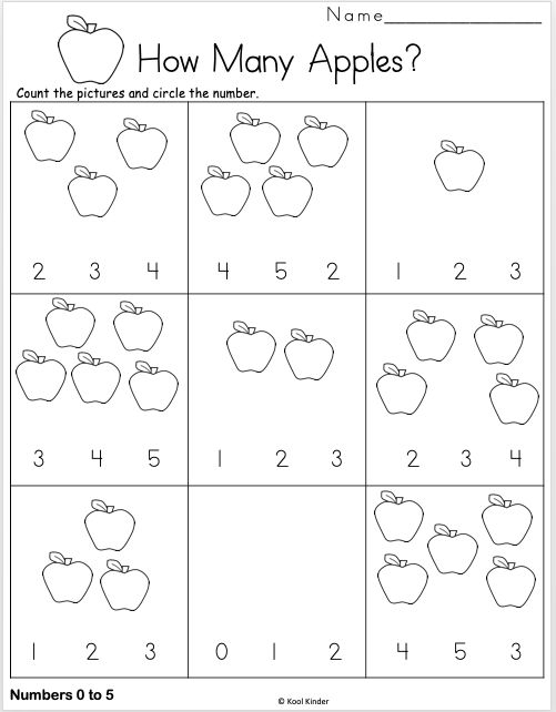 How Many Apples Free Kindergarten Numbers Worksheet 0 5 Made By 