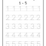 Kindergarten Numbers Tracing 1 5 Worksheet Printable Preschool
