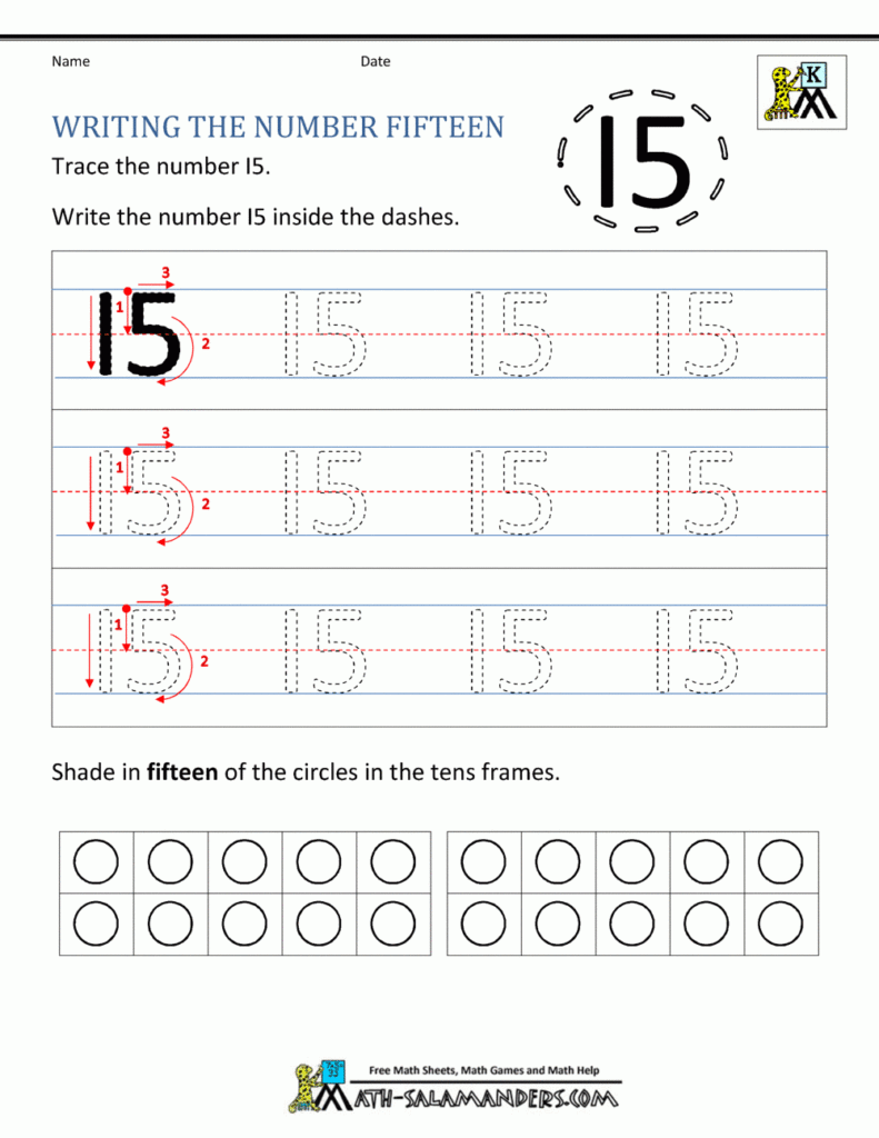 Kindergarten Writing Worksheets Numbers To 11 To 20