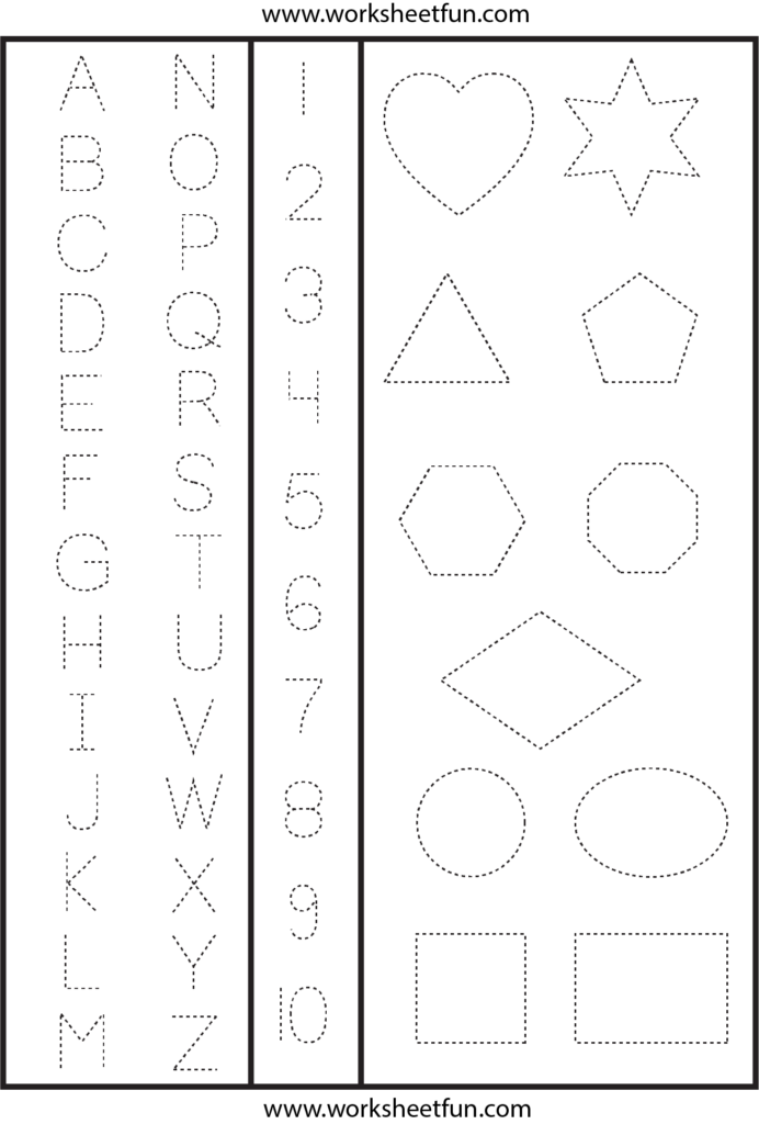 Letters Numbers And Shapes Tracing Worksheet Shape Tracing 