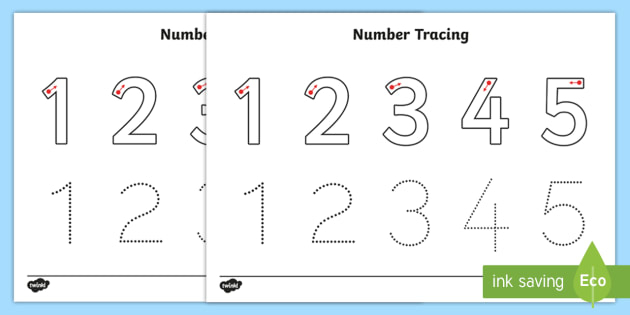 N number Tracing 1 5 Large Tracing Number Template Printable