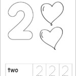 Number 2 Tracing And Colouring Worksheet For Kindergarten Preschool