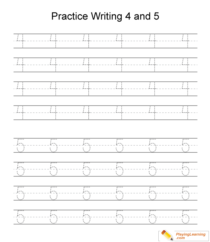 Number 4 And 5 Writing Worksheet Free Number 4 And 5 Writing Worksheet