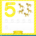 Number 5 Animal Tracing Worksheet Stock Vector Illustration Of Cute