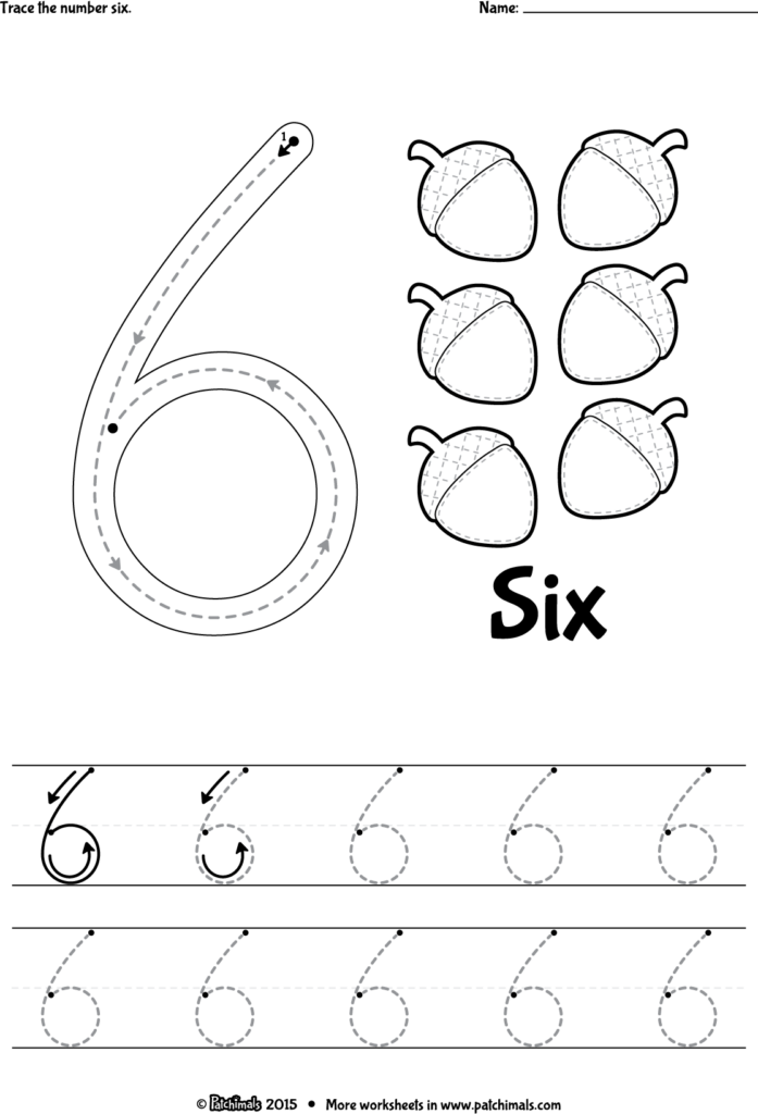 Number 6 Tracing Worksheets