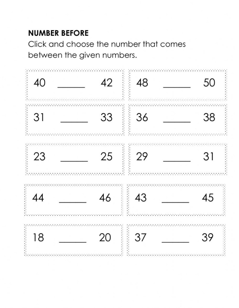 Number Between Worksheet What Number Comes In Between 1 To 20 100 500 