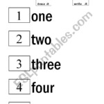 Number Name Tracing 1 5 ESL Worksheet By Jae011