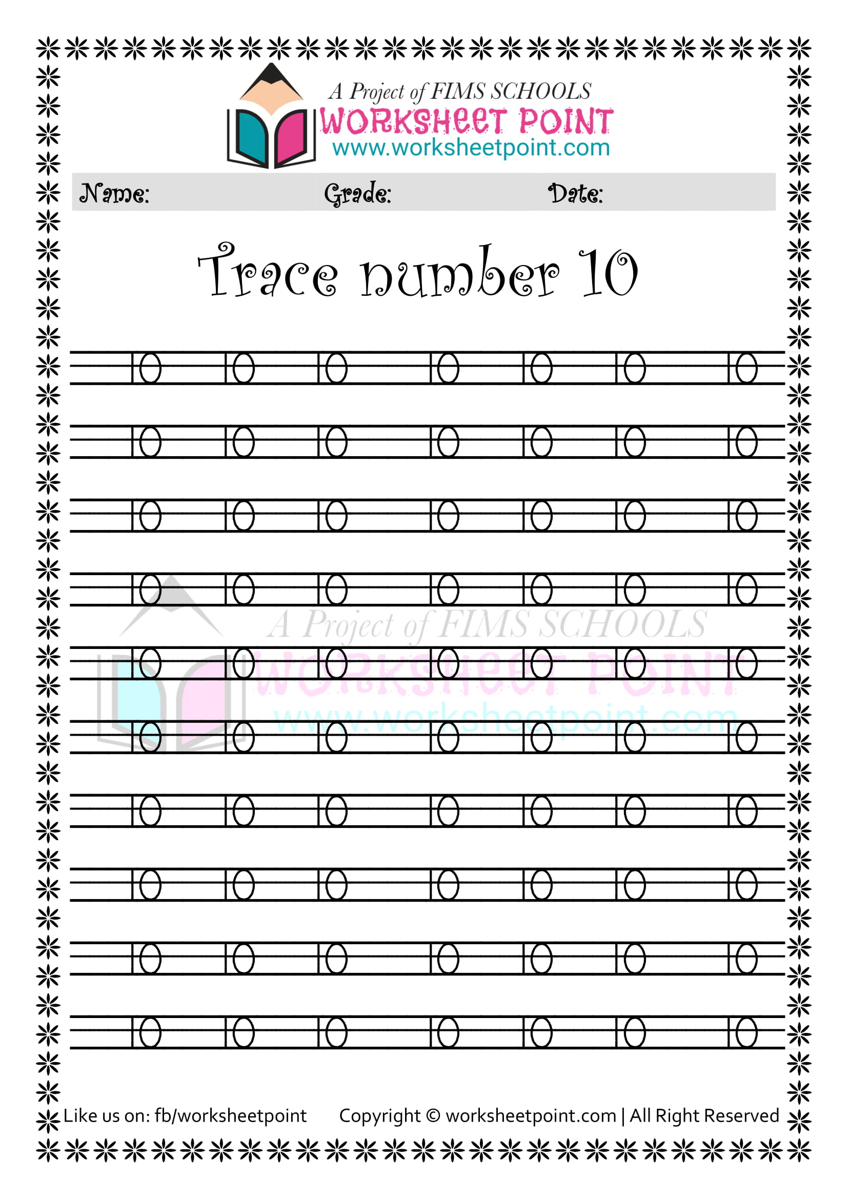 Number Tracing 1 10 Worksheet Point