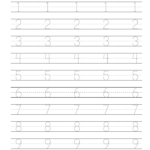 Number Tracing Practice 1 To 9 Sheet 01 Free Number Tracing Practice