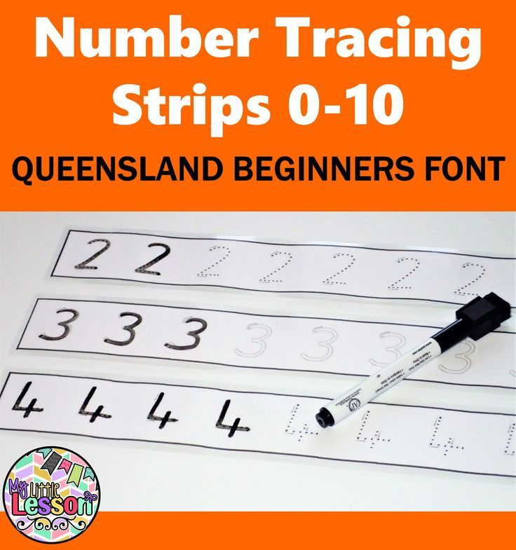 Number Tracing Strips 0 10 QLD Beginners Font Primary School