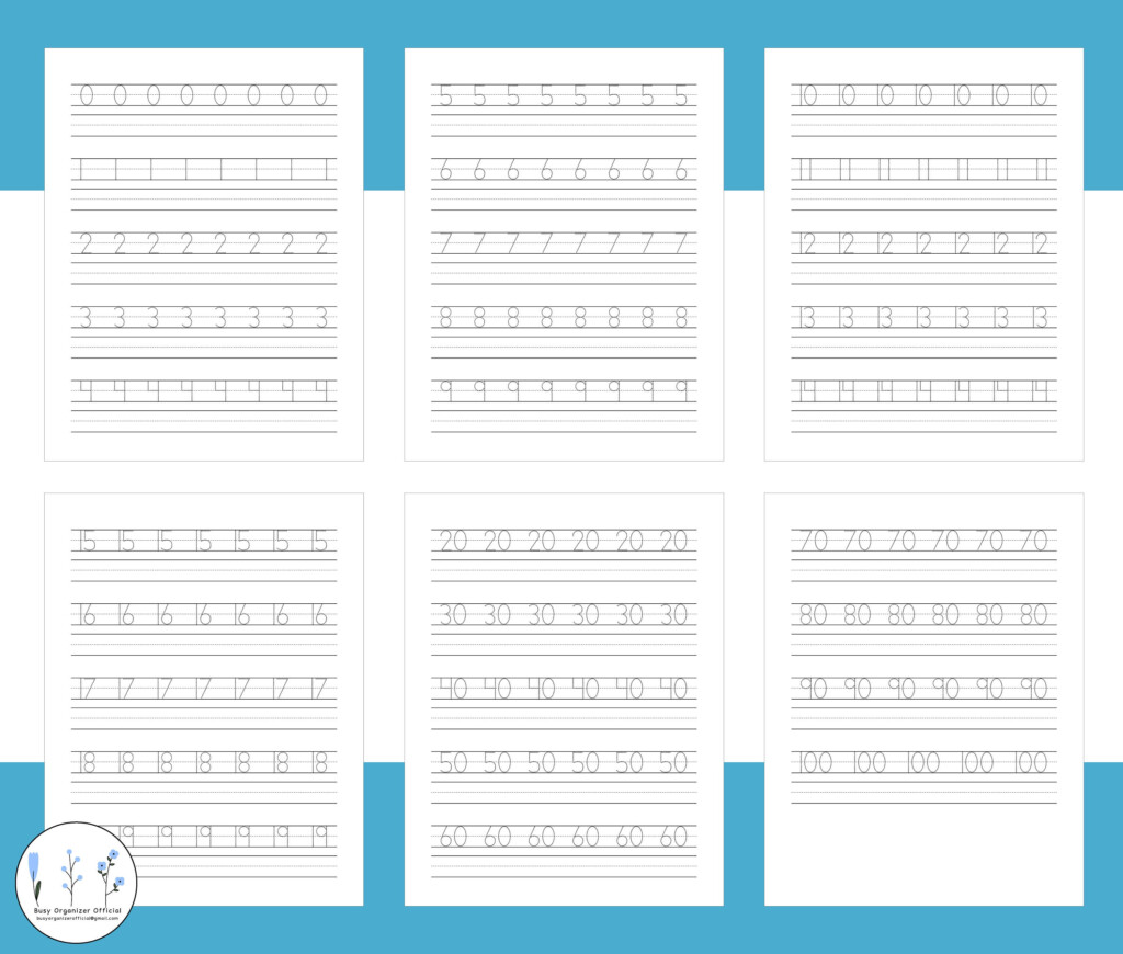 Number Tracing Worksheet 1 20 And 30 40 50 60 70 80 90 100 Etsy