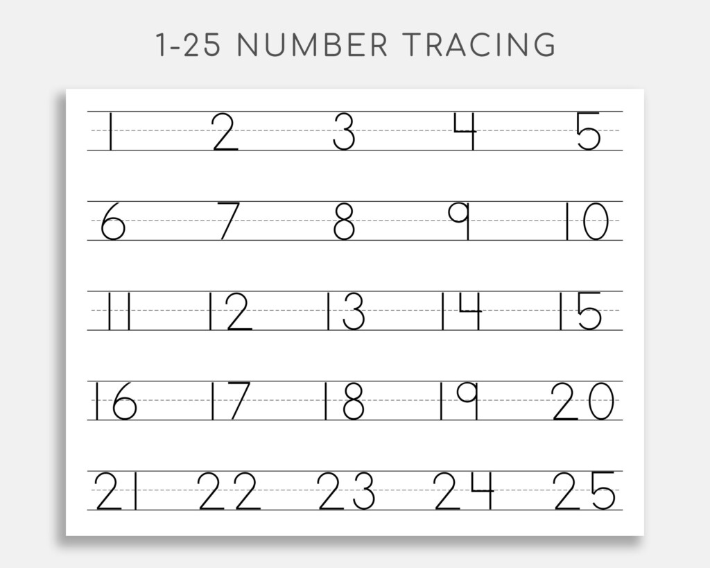 Tracing Numbers 1 25 Worksheets Printable Tracing Numbers