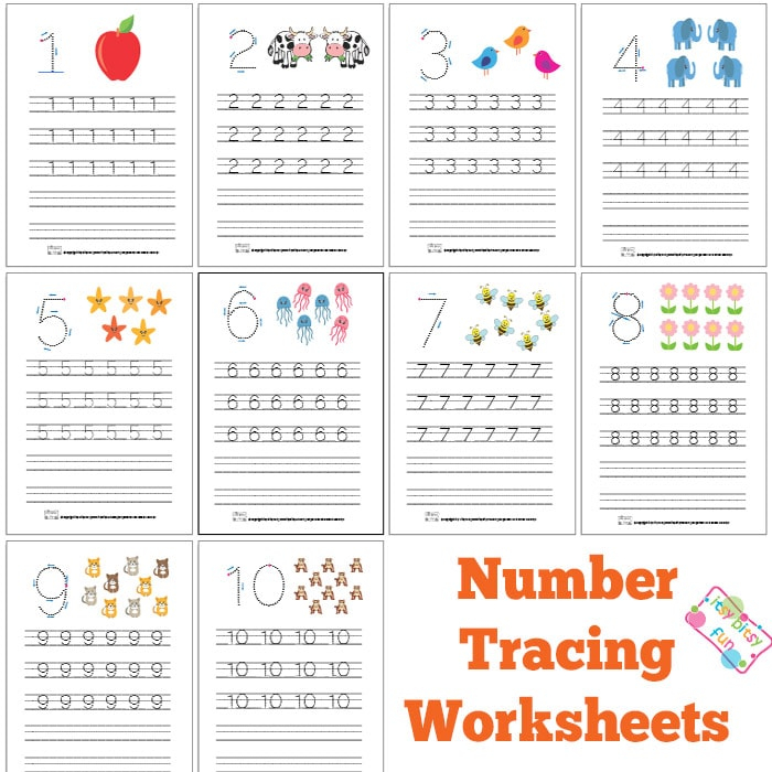 Number Tracing Worksheets Free Printable Itsybitsyfun