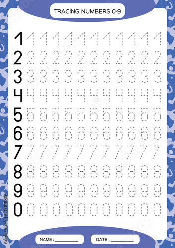  Numbers 0 9 Tracing Worksheet For Kids Preschool Worksheet 