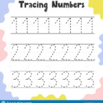 Numbers 1 2 3 Tracing Practice Worksheet For Kids Stock Vector