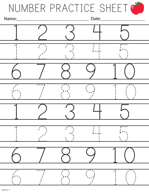 Numbers Practice For Kids Kindergarten Worksheets Printable 