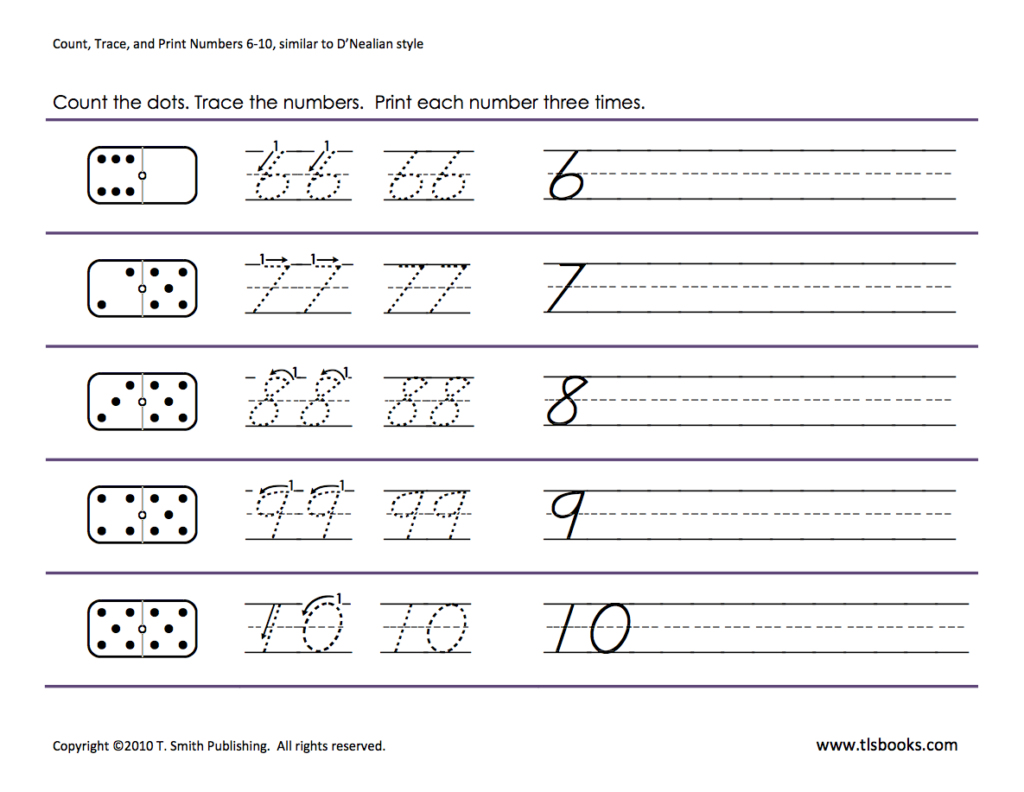 Numbers Tracing 6 10 Math Writing Letter Recognition Worksheets 