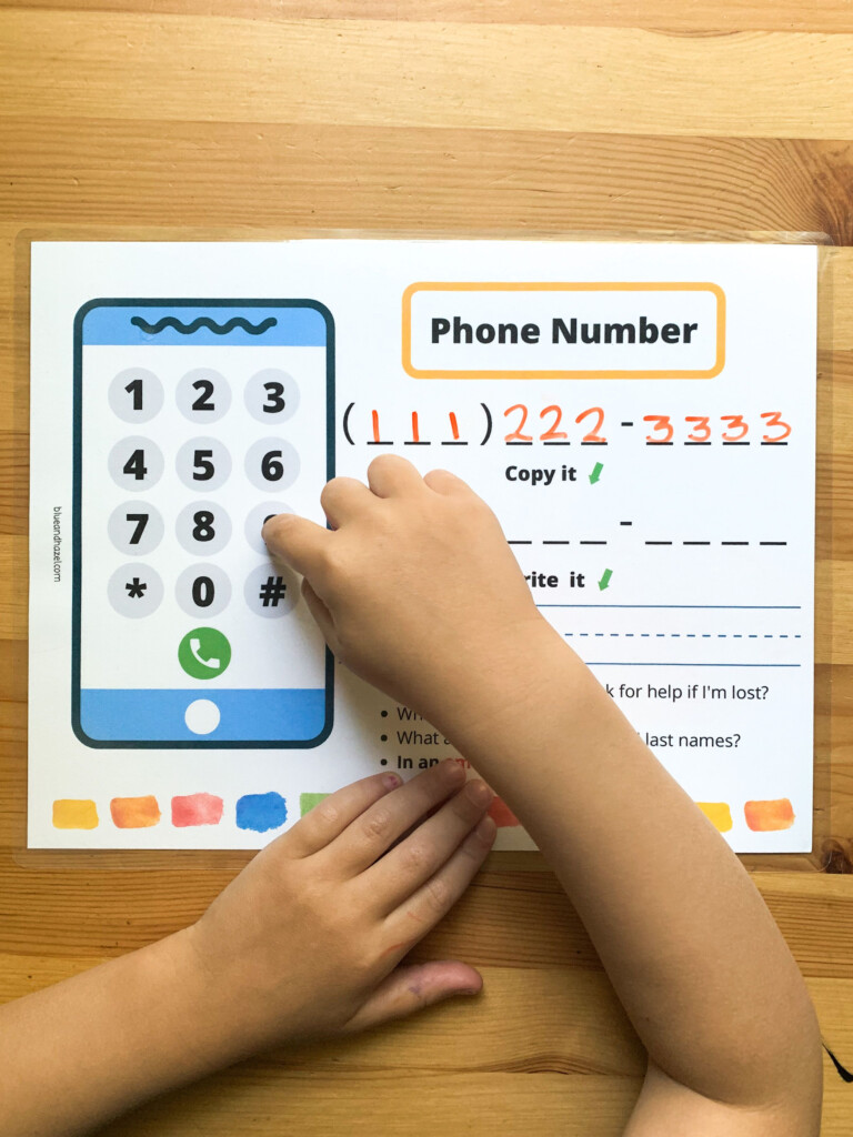 Phone Number Practice Printable Blue And Hazel In 2020 Numbers For 