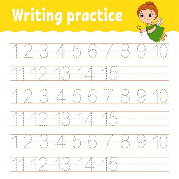 Premium Vector Trace And Write Number 1 15 Handwriting Practice