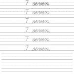 Printable Number Seven Cursive Handwriting Tracing Worksheet In 2022