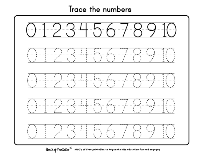 Printable Numbers Trace Toys Games Learning School Awaji omiyage