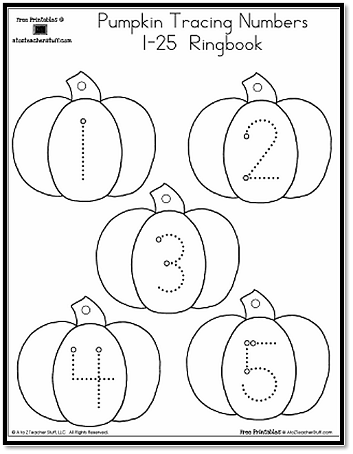 Pumpkin Number Tracing 1 25 Halloween Preschool Fall Preschool 