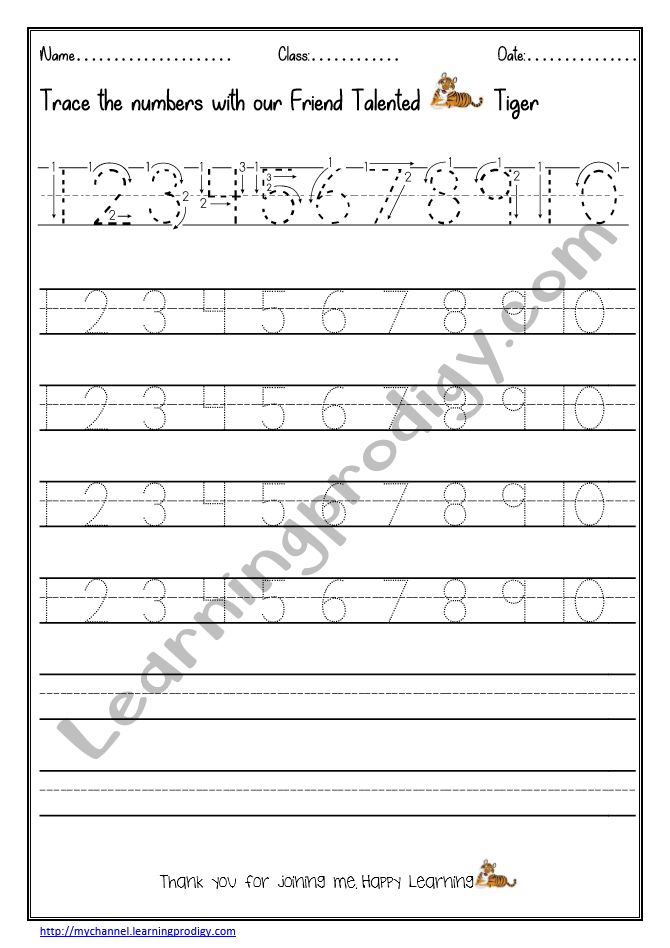 Simple Math Number 1 10 Practice Worksheet Tracing With Arrow For 