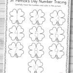 St Patrick s Day Number Tracing Worksheet preschool Printable