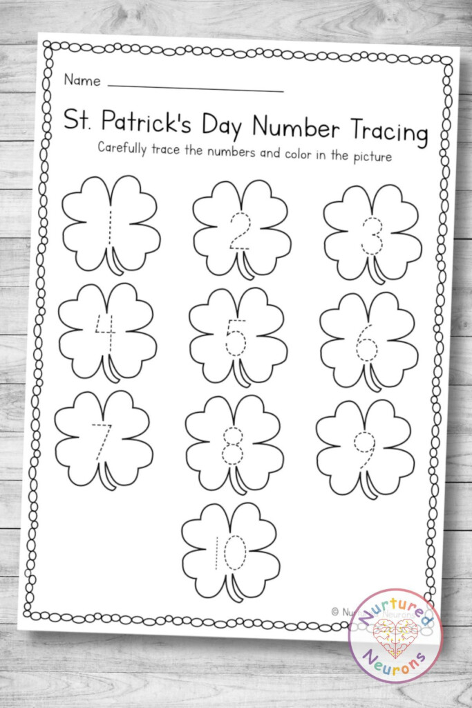 St Patrick s Day Number Tracing Worksheet preschool Printable 