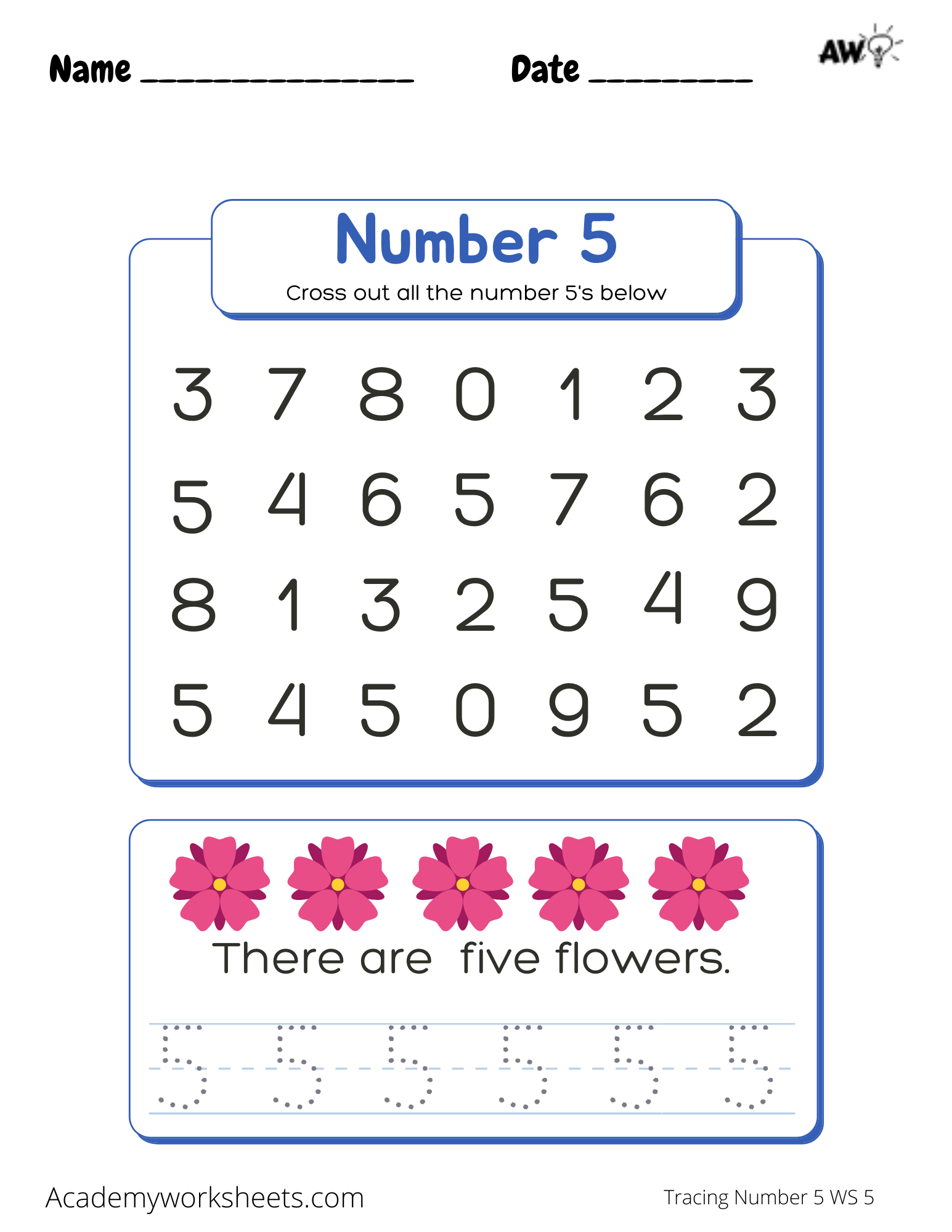 Numbers Tracing Printable Number 5 Printable Tracing Numbers