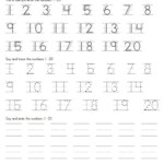 Trace Number 1 20 Worksheets Writing Numbers Numbers Kindergarten