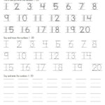 Trace Number 1 20 Worksheets Writing Numbers Writing Practice