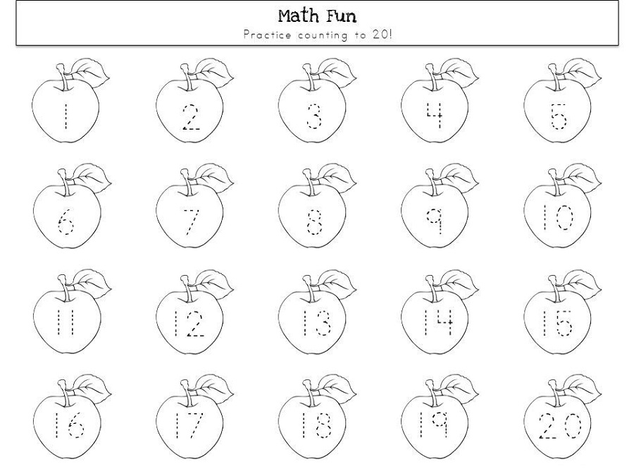 Trace Numbers 1 20 For Kindergarten Kids Learning Activity
