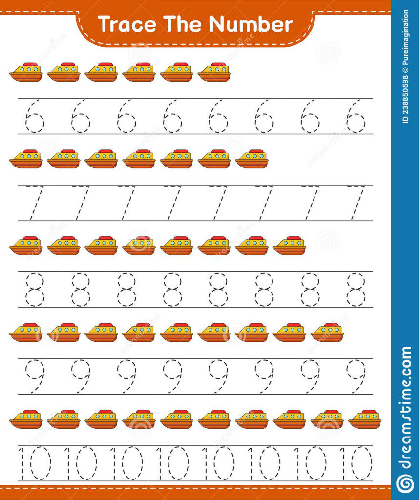 Trace The Number Tracing Number With Boat Educational Children Game 