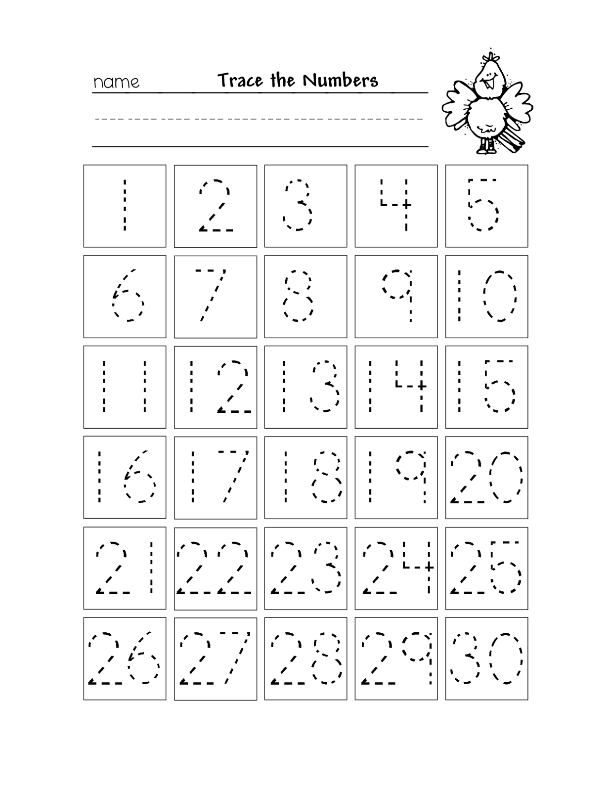 Trace The Numbers 1 30 Kiddo Shelter English Printables N meros