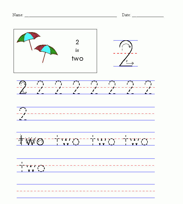 Tracing Guide Number Two 2 Handwriting Numbers Numbers Math Centers