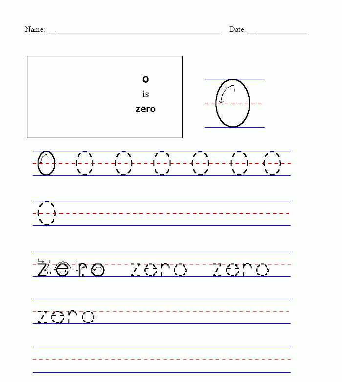 Tracing Guide Number Zero 0